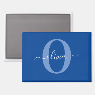 Imán Guion de nombre de monograma personalizado azul bl