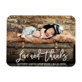 Imán Guión de pincel moderno Nuevo bebé amor y gracias 