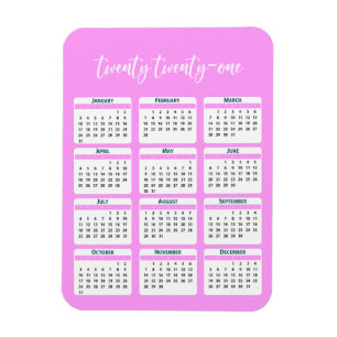 Imán Guión del calendario del año completo 2021