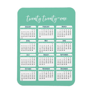 Imán Guión del calendario del año completo 2021