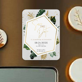 Imán Guión dorado de palmeras tropicales salva la fecha