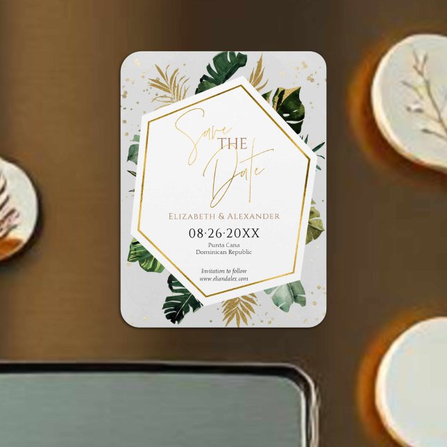 Imán Guión dorado de palmeras tropicales salva la fecha (Subido por el creador)