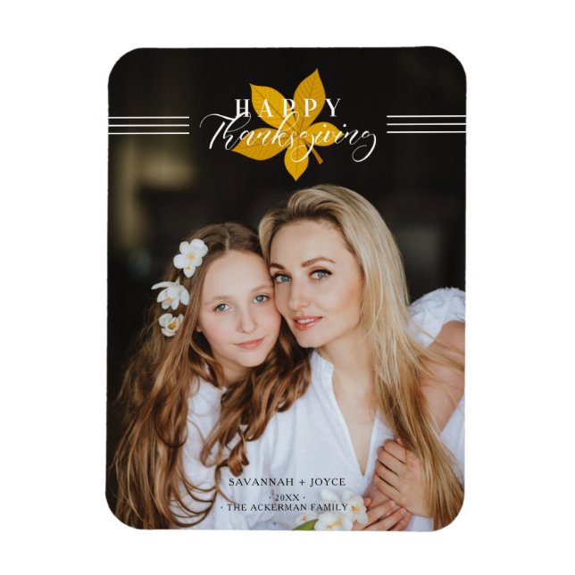 Imán Guión feliz de Acción de Gracias deja foto Persona (Vertical)