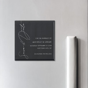 Imán Guión manuscrito moderno simple en blanco y negro