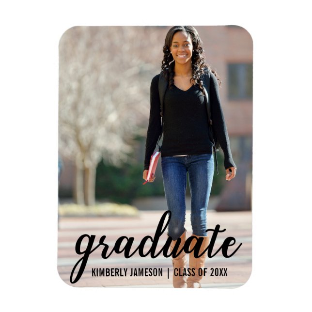 Imán Guión moderno de Invitación de graduación fotográf (Vertical)