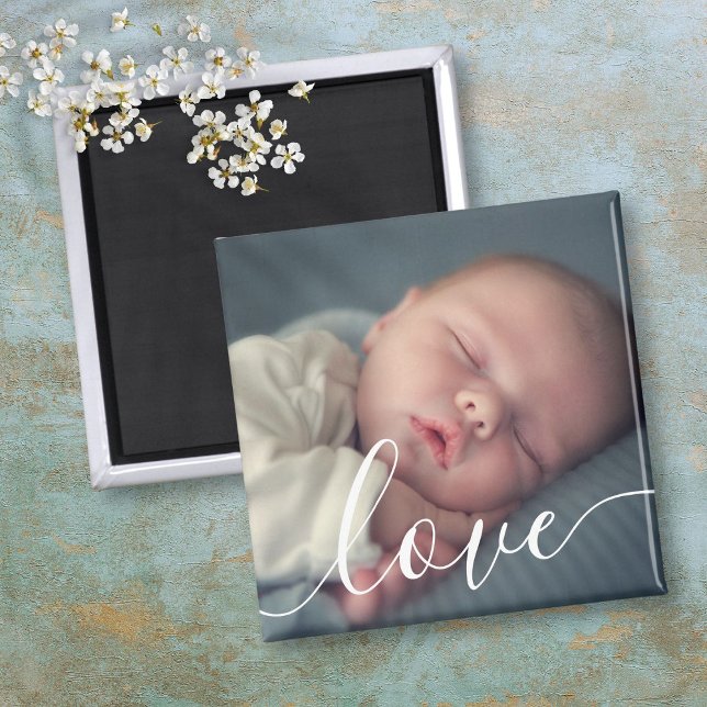 Imán Guión simple moderno para fotos de bebés (Modern Simple Baby Photo Script Magnet)