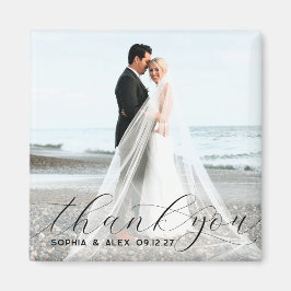 Imán Guión simple y elegante de agradecimiento de boda