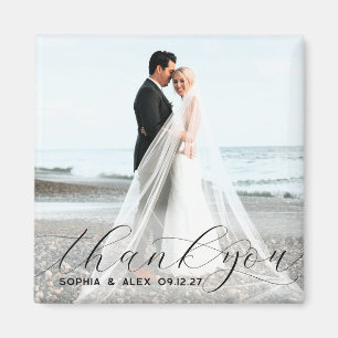 Imán Guión simple y elegante de agradecimiento de boda