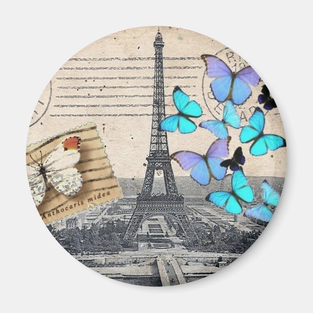 Imán guiones de postmark mariposa Paris Effiel Tower (Frente)