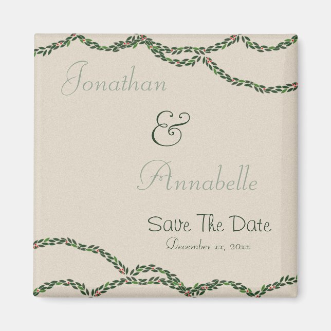 Imán Guirnalda de Navidad Save The Date (Frente)