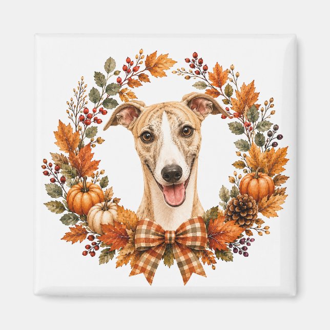 Imán Guirnalda de otoño Whippet (Frente)