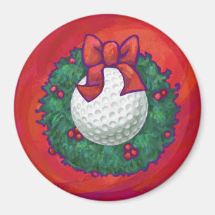 Imán Guirnalda del navidad de la pelota de golf en rojo