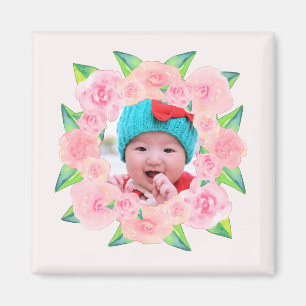 Imán Guirnalda floral personalizada de la acuarela