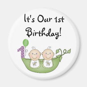 Imán Guisantes de los gemelos en un primer cumpleaños