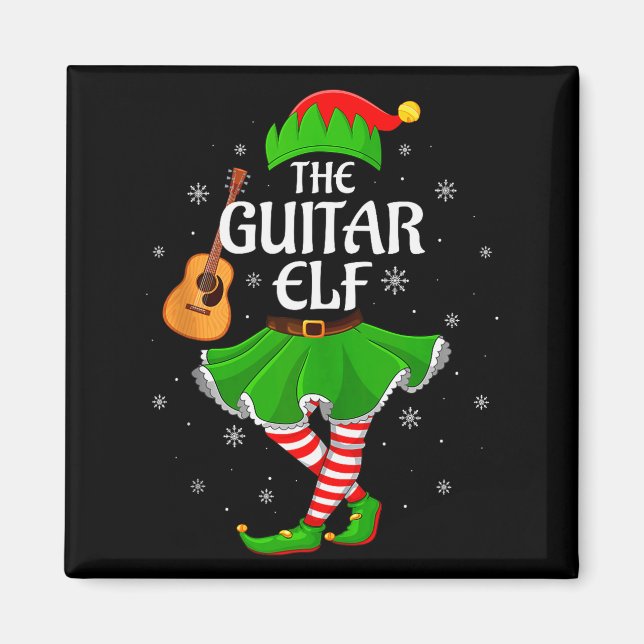 Imán Guitar Elf Christmas Family Girls Women Elf Squad  (Frente)