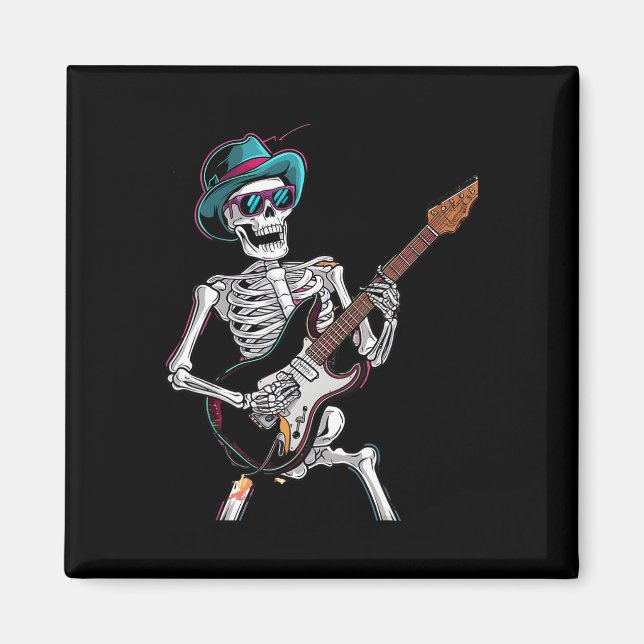 Imán Guitar Ghost Vintage Rocker Skeleton Tee (Frente)