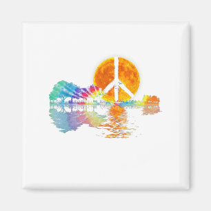 Imán Guitar Lake Shadow Peace Love Guitar Hippie