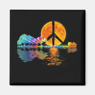 Imán Guitar Lake Shadow Peace Love Guitar Hippie