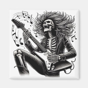 Imán Guitariano de esqueleto monocromo con cuero detall