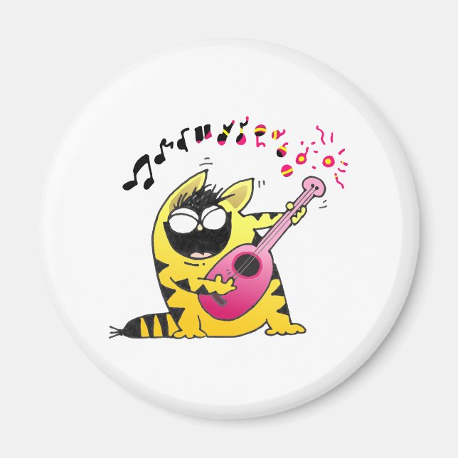 Imán Guitarista de un gato loco (Frente)