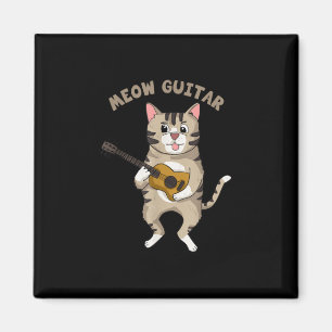 Imán Guitarista Meow Guitar Cute Gato Jugando Navidad D
