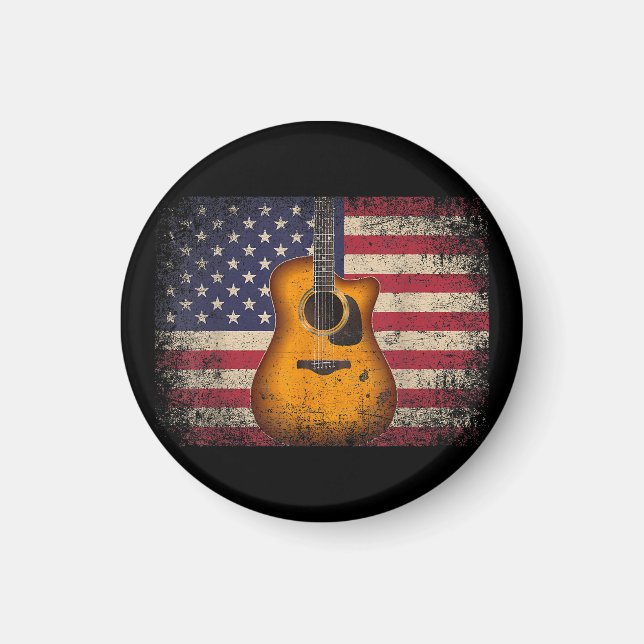Imán Guitarra 4 de julio Regalo Bandera Americana USA - (Frente)