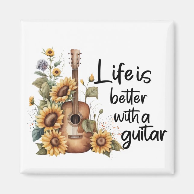 Imán Guitarra De Nombre personalizar Con Girasol (Frente)