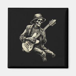 Imán Guitarra del Skeleton feliz Halloween Rock Ba