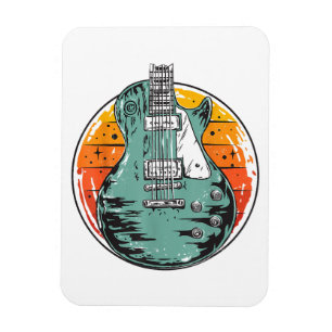 Imán Guitarra Eléctrica Retro Atardecer Vintage Banda d