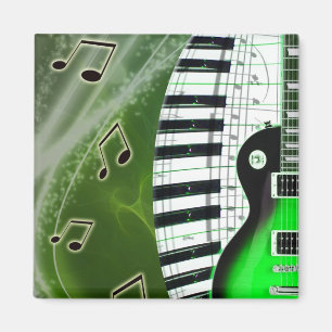 Imán Guitarra eléctrica verde con el teclado