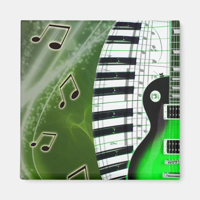 Imán Guitarra eléctrica verde con teclado (Frente)
