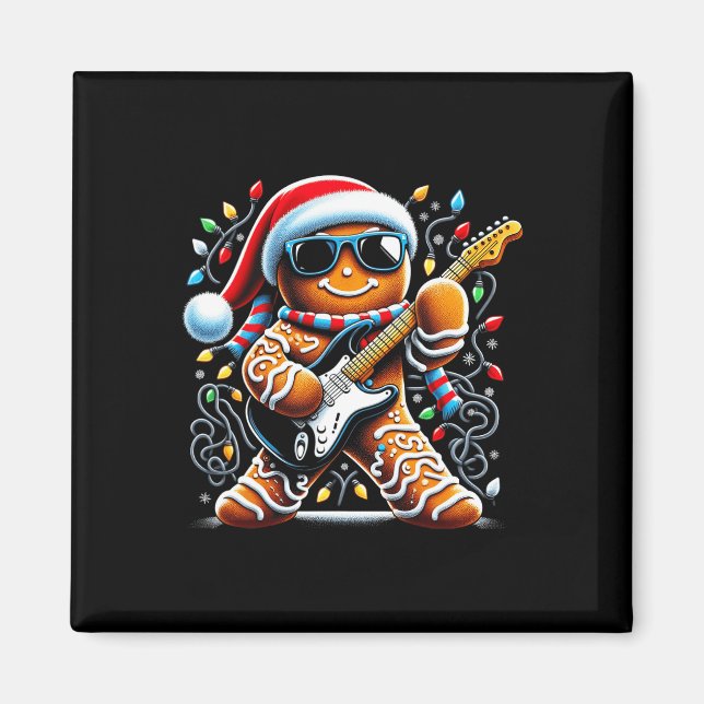 Imán Guitarra rock Gingerbread Tocando guitarra -Chris  (Frente)