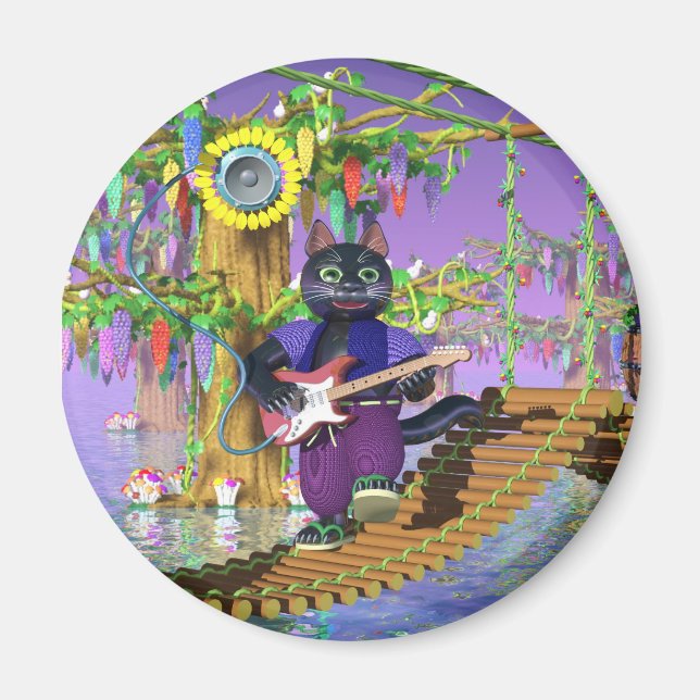 Imán guitarrista de gatos (Frente)