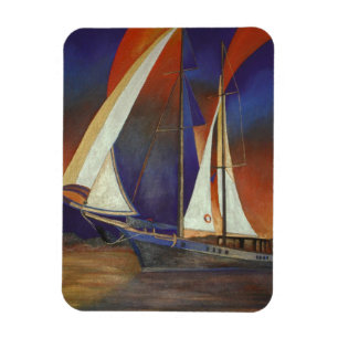 Imán Gulet artístico bajo vela en Naranja y morado