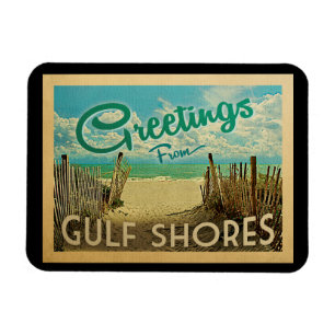 Imán Gulf Shores Beach Vintage Travel