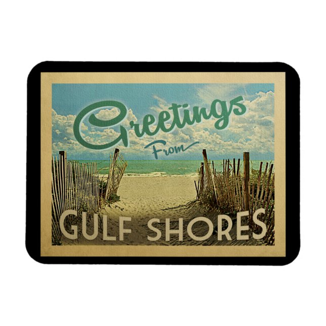 Imán Gulf Shores Beach Vintage Travel (Horizontal)