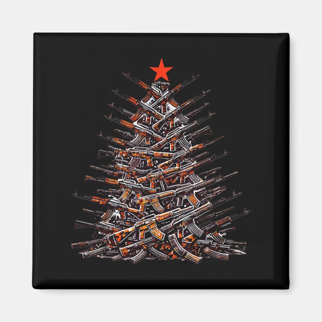 Imán Guns Christmas Tree Funny Xmas 2025 For Gun Lover  (Frente)