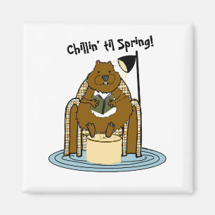 Imán Gusano de libros Groundhog esperando la primavera