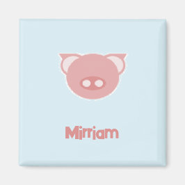 Imán Gusano rosa monogramo en azul