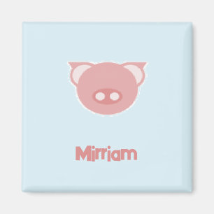 Imán Gusano rosa monogramo en azul