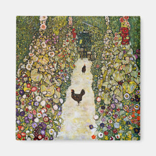 Imán Gustav Klimt - Camino del jardín con gallinas