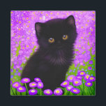 Imán Gustav Klimt Cat<br><div class="desc">¡Magnet con un gato Gustav Klimt! Este florido gatito se encuentra en un campo verde de flores moradas. Un regalo perfecto para los amantes del gato y del arte austriaco.</div>