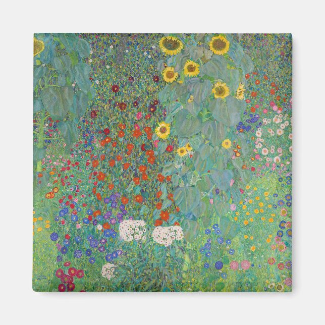 Imán Gustav Klimt - Country Garden with Sunflowers (Frente)