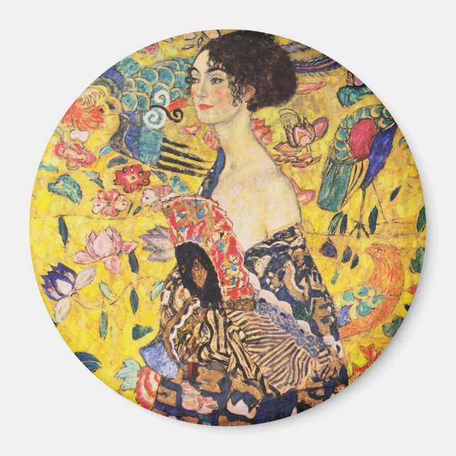 Imán Gustav Klimt Dama con Abanico (Frente)