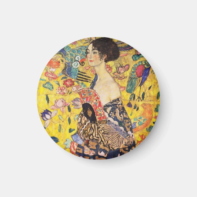 Imán Gustav Klimt Dama con abanico (Frente)