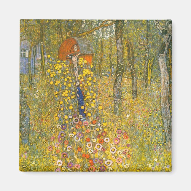 Imán Gustav Klimt Farm Garden con Crucifix (Frente)
