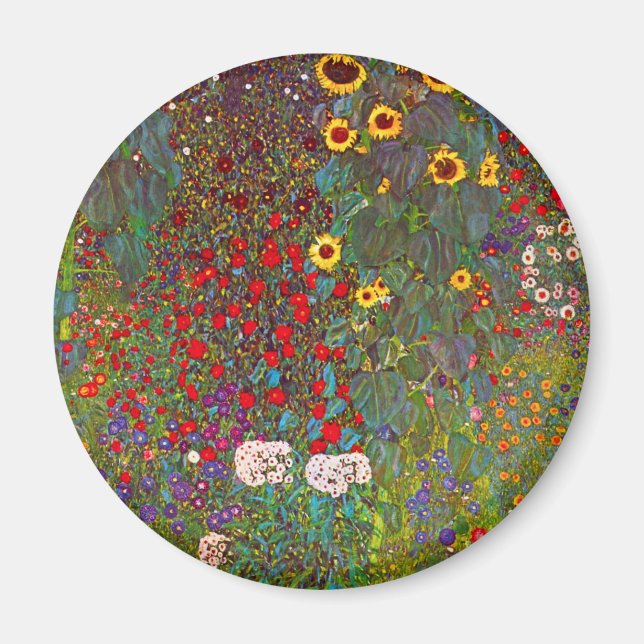 Imán Gustav Klimt Farm Garden con Sunflowers Magnet (Frente)
