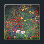 Imán Gustav Klimt Flower Garden<br><div class="desc">Magnate con la pintura al óleo de Gustav Klimt en el jardín de la granja con girasoles (1907). Un bonito jardín de girasoles y exquisitos flores azules,  rojas,  violetas,  rosas y blancas. Un gran regalo para los amantes del arte Art Nouveau y austriaco.</div>