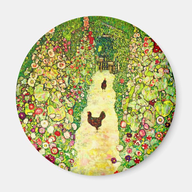 Imán Gustav Klimt Garden con pollos (Frente)