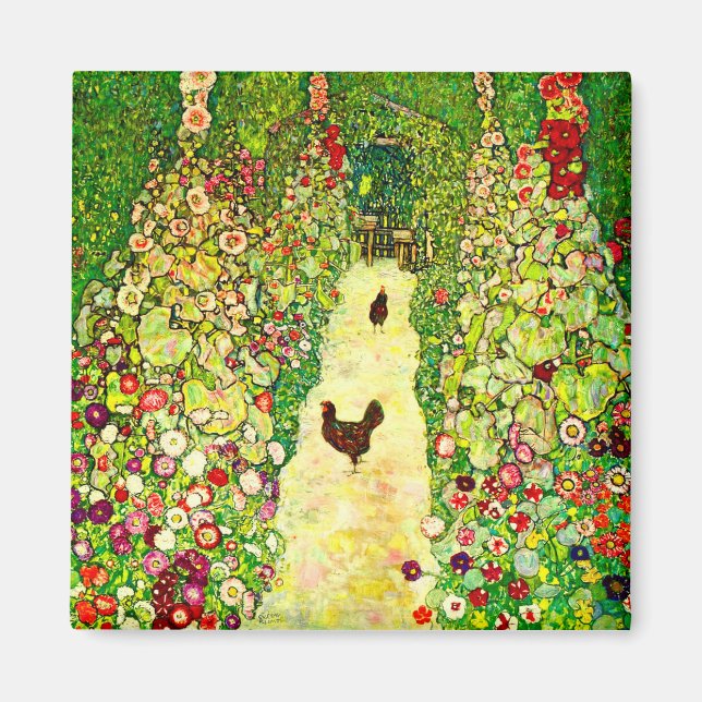 Imán Gustav Klimt Garden con pollos (Frente)